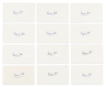 (SCIENTISTS.) CRICK, FRANCIS. Group of 12 small cards, each Signed,